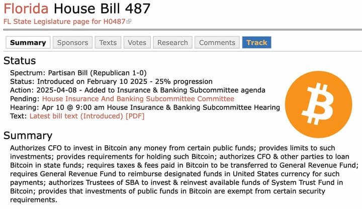 Florida Historic Bitcoin Legislation, Public Hearing Set for April 10